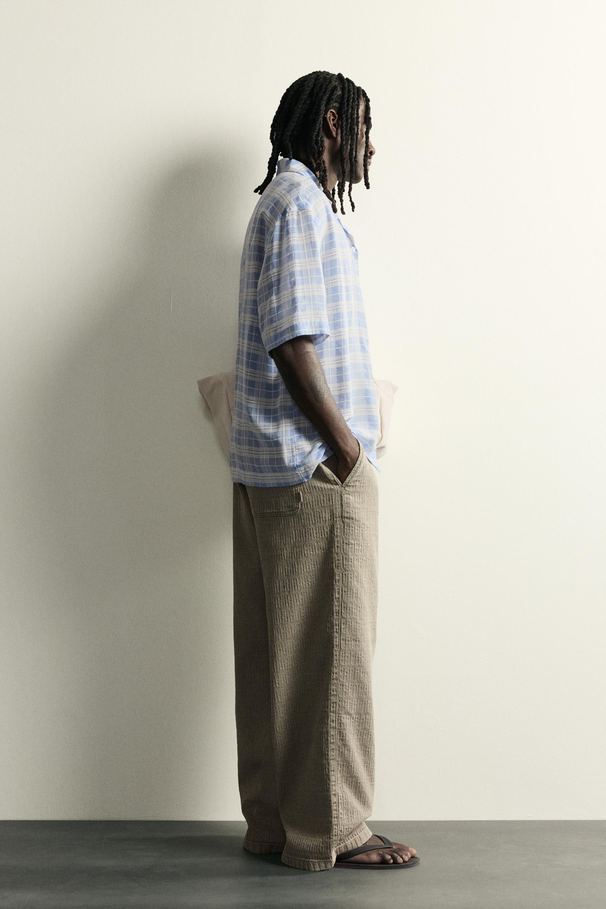 WASHED JACQUARD RELAXED FIT PANTS