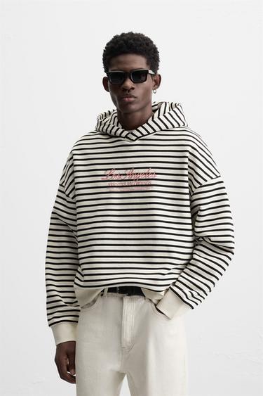 سويت شيرت مخطط بنص - أبيض / بحري الخاص بـ Zara
