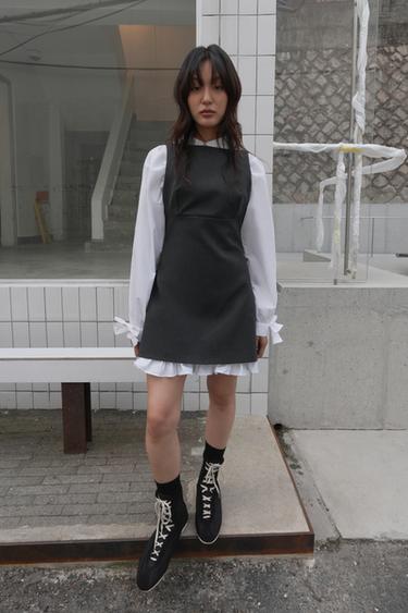 프릴 미니 원피스 - Zara 다크 그레이