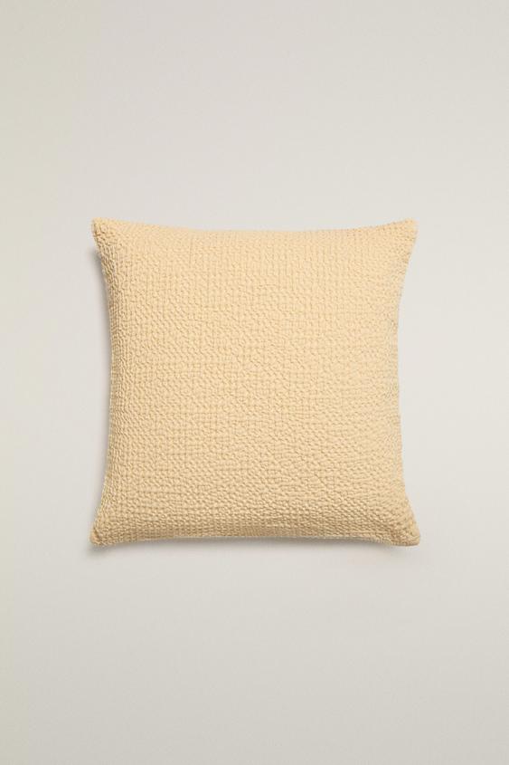 WAFFLE-KNIT CUSHION COVER - Yellow by Zara - Image 0