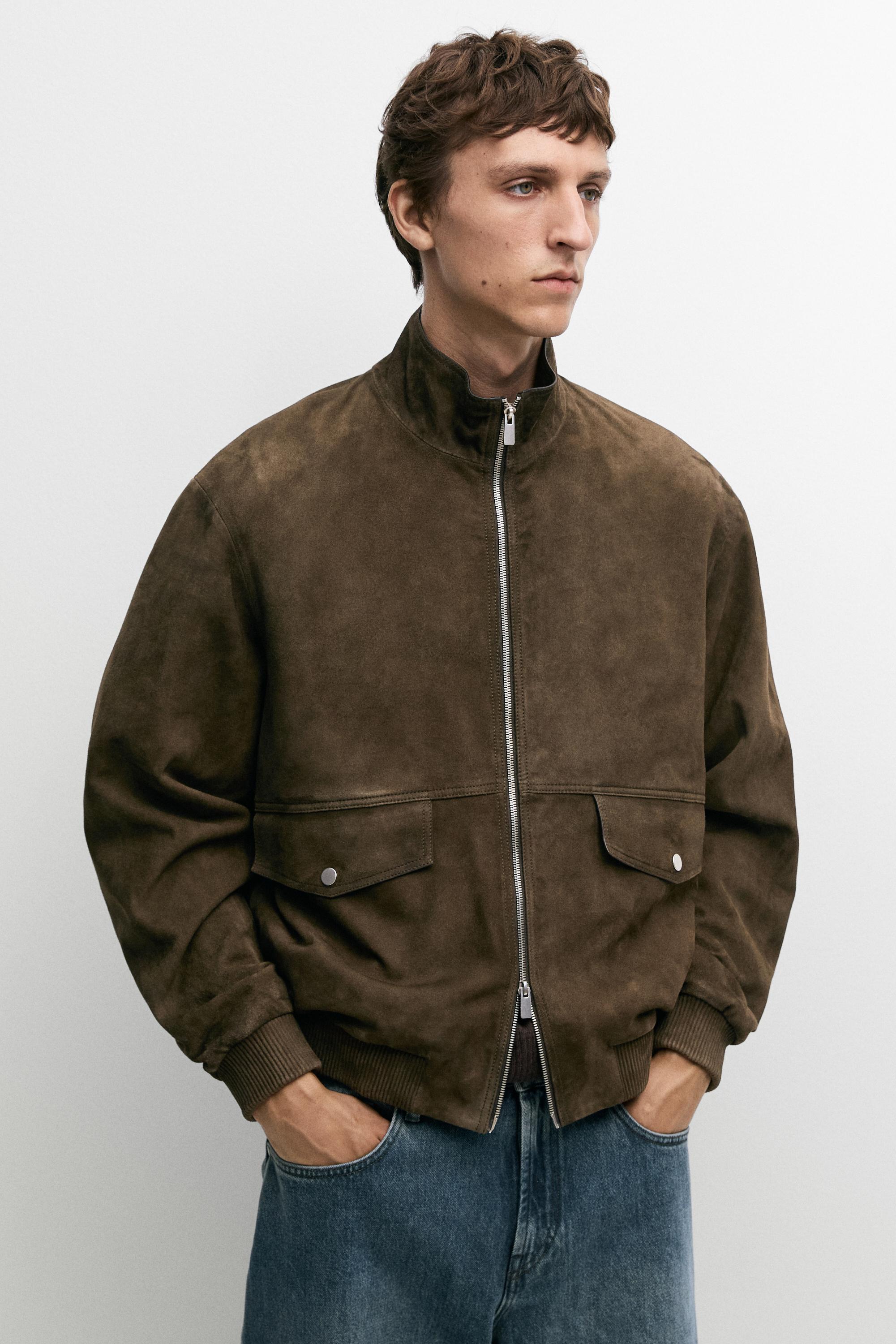 Blouson détail poches cuir et daim