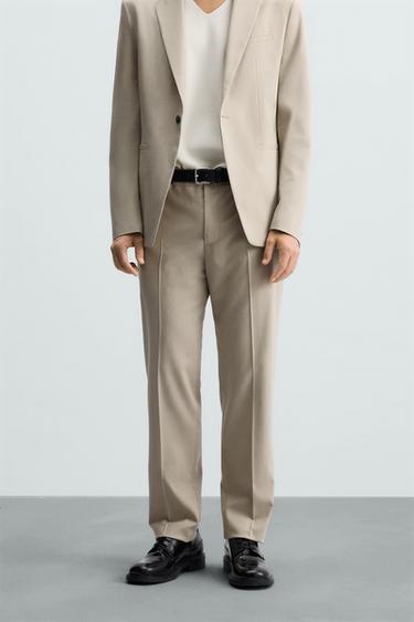 PANTALÓN TRAJE ESTRUCTURA - Tostado de Zara