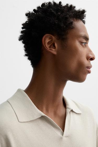 COTTON/HEMP KNIT POLO SHIRT - Sand by Zara - Image 5
