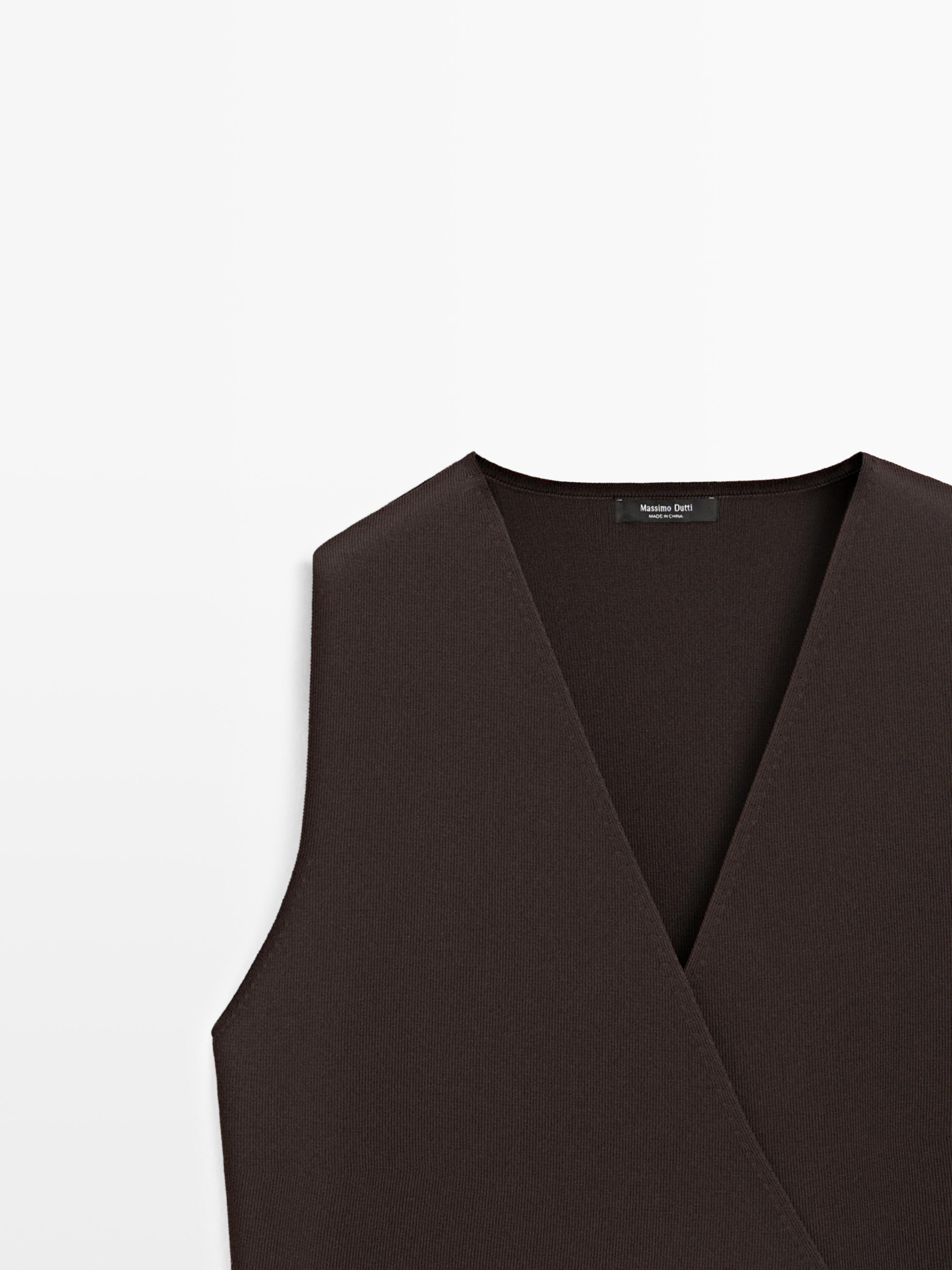 Crossover knit vest with tie detail