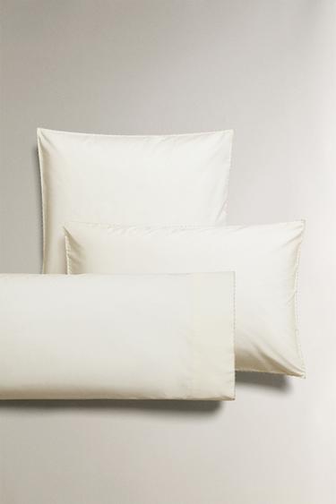CHILDREN'S PILLOWCASE WITH EMBROIDERED TRIM DETAIL - Oyster-white by Zara