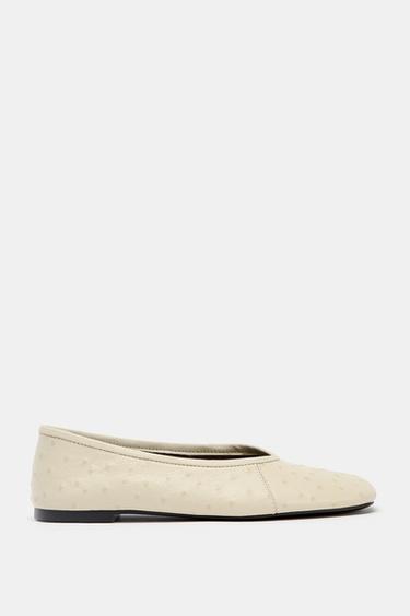 EMBOSSED BALLERINA FLATS - Vanilla Yellow by Zara