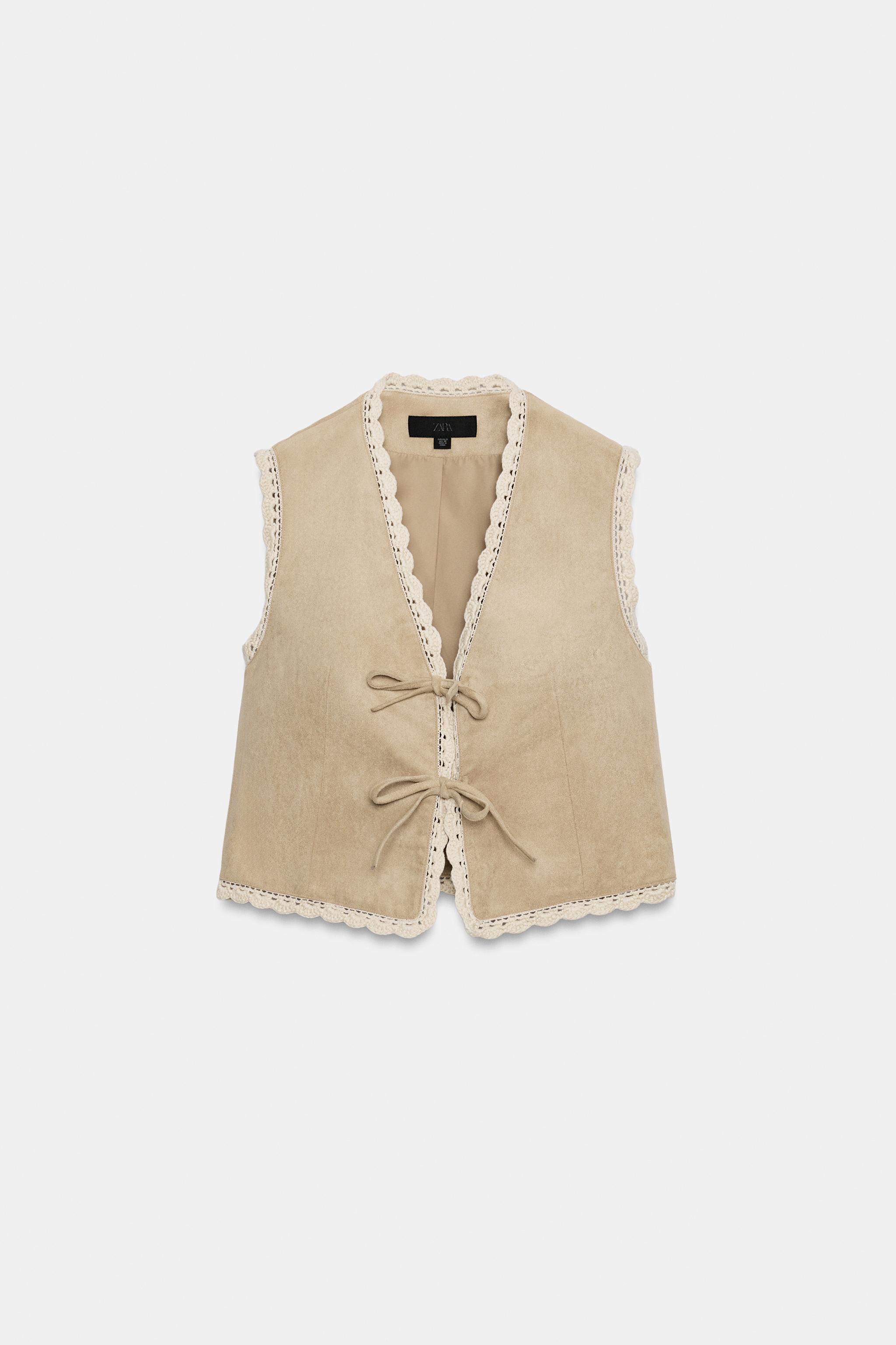 クロシェ編みコンビ ベスト - ゴールデンブラウン | ZARA Japan / 日本