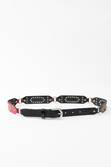 MULTICOLOURED STUDDED BELT - Black by Zara