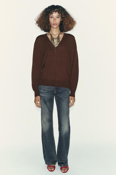 100% EXTRA-SOFT WOOL SWEATER - Brown by Zara - Image 0