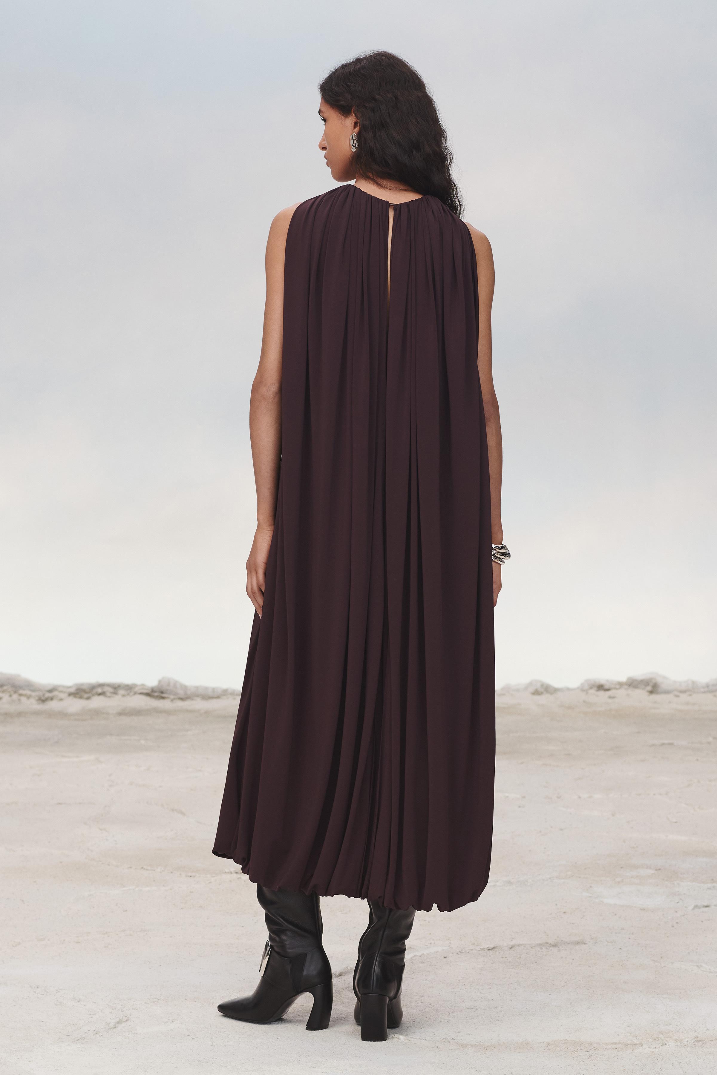 BELTED CAPE DRESS LIMITED EDITION - Eggplant | ZARA United States