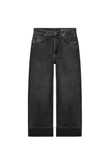 Zara ZW COLLECTION MID-RISE BAGGY JEANS - Black