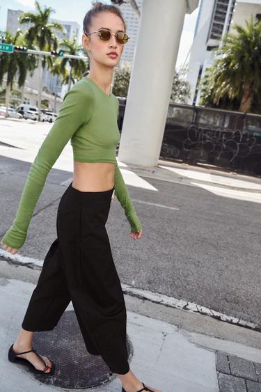 PANTALON BARREL À BOUCLE - Noir de Zara - Image 3