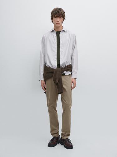 Pantalon slim en serge - Noir or de Zara