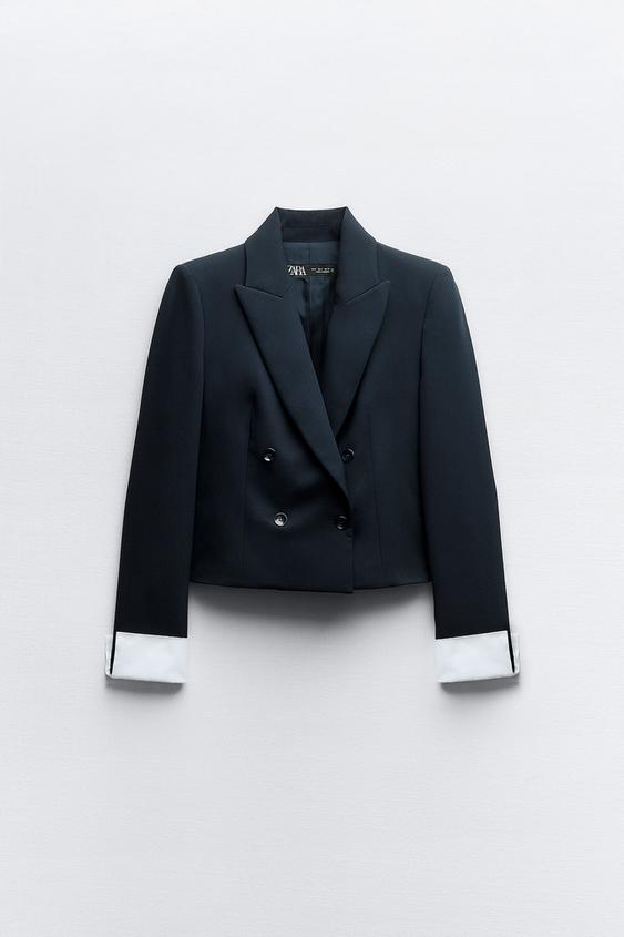 ZW COLLECTION FITTED DOUBLE-BREASTED BLAZER - Ecru