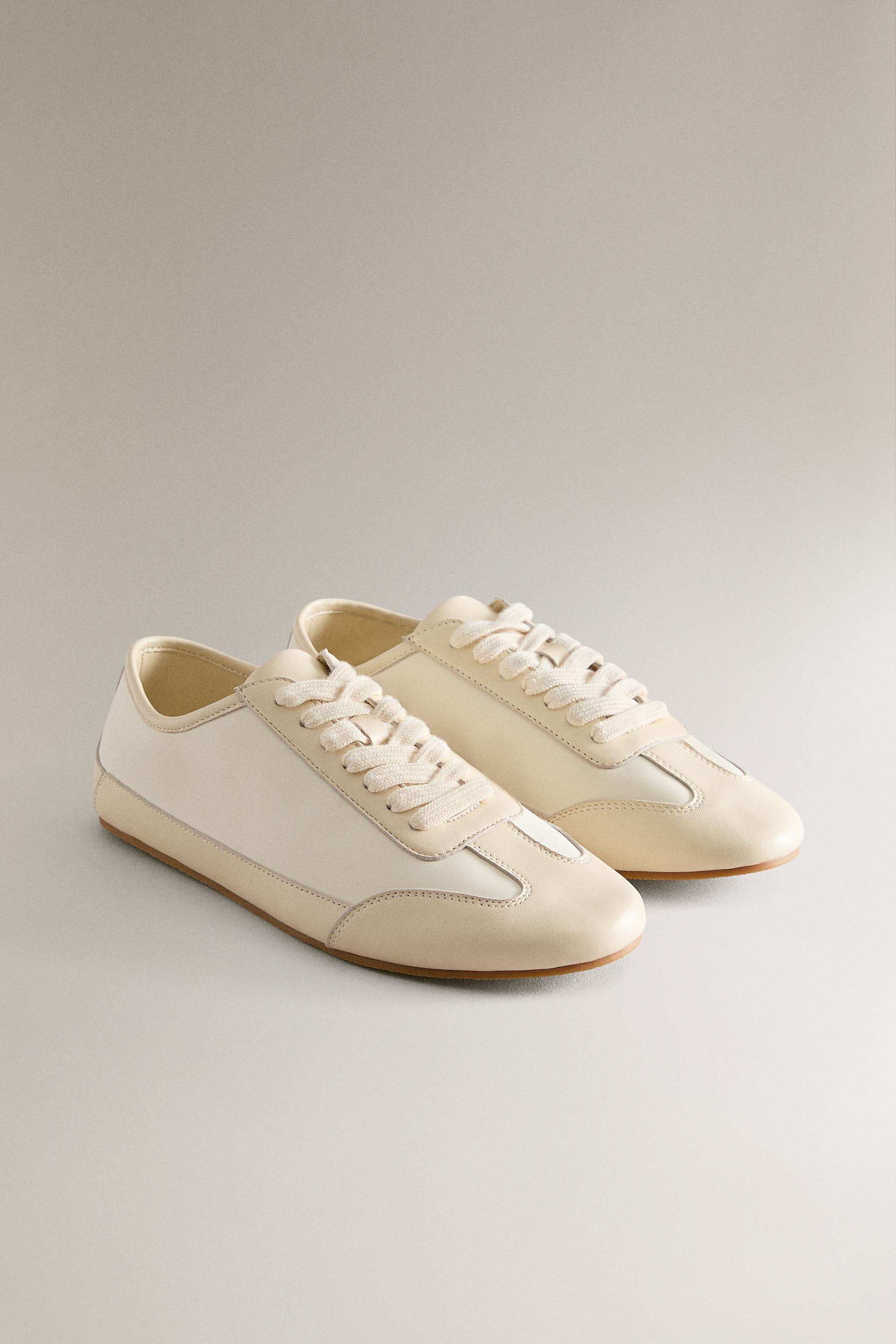 LEATHER SPORTS SHOE — Beige