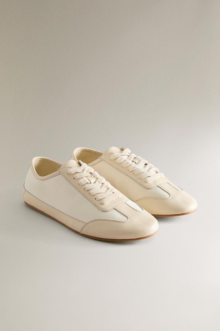 LEATHER SPORTS SHOE — Beige