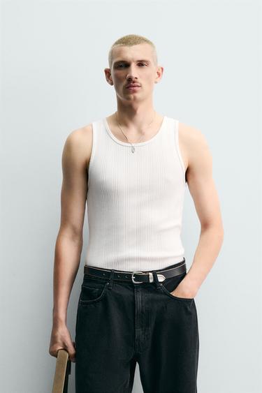 МАЙКА В РУБЧИК — ЖЕЛТОВАТО-БЕЛЫЙ от Zara