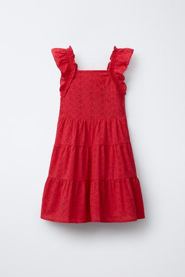 VESTIDO BORDADOS - Rojo de Zara