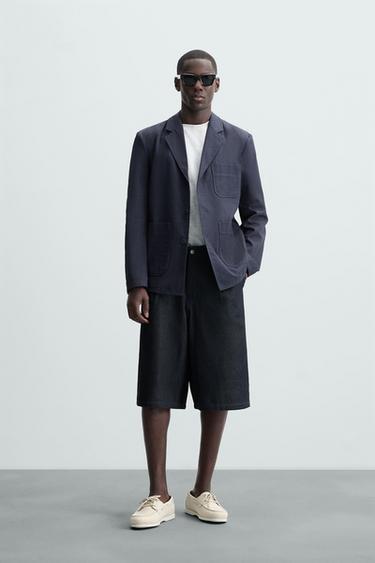 TEXTURED HERRINGBONE OVERSHIRT - Blue by Zara - Image 0