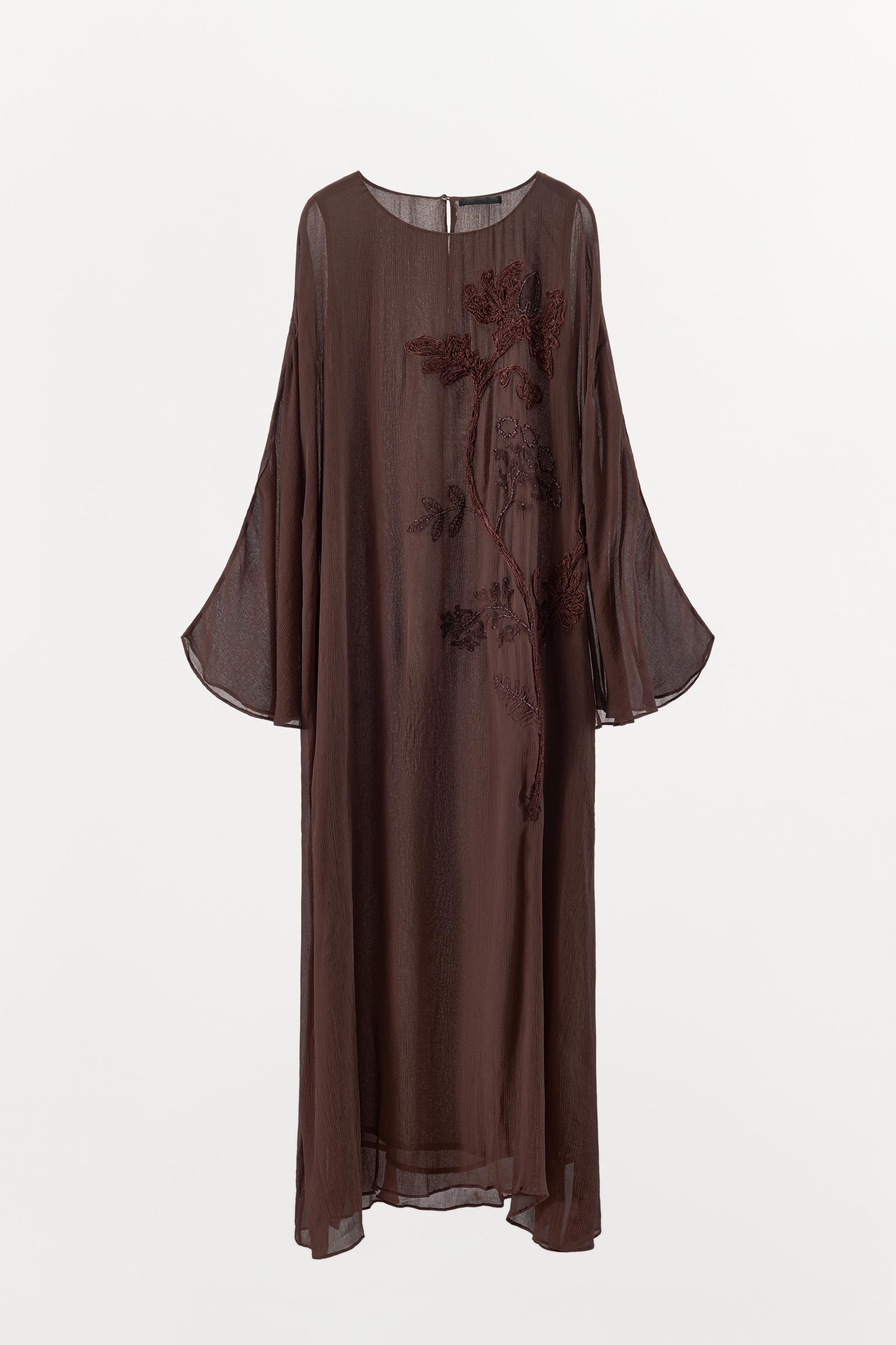 100% VISCOSE EMBROIDERED BEADED DRESS - Brown | ZARA United States 100% VISCOSE EMBROIDERED BEADED DRESS - Brown | ZARA United States