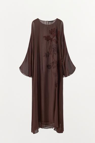 ROBE 100% VISCOSE BRODERIES FANTAISIE - Marron de Zara - Image 3