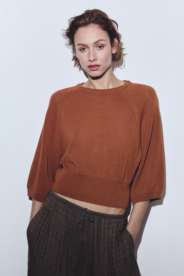 JERSEY PUNTO CUELLO REDONDO - Teja de Zara