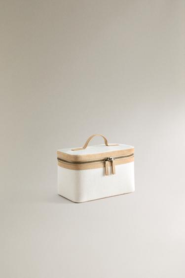 TROUSSE DE TOILETTE RIGIDE TOILE CUIR - Blanc écru de Zara - Image 1