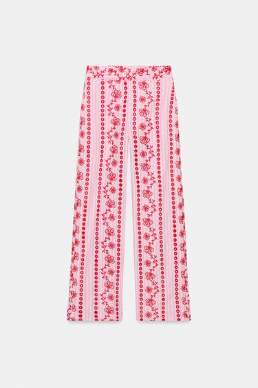 PANTALON BRODERIES AJOURÉES - Rose de Zara - Image 7