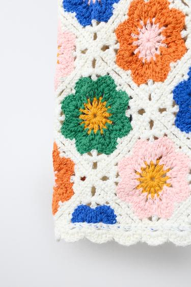FLORAL CROCHET KNIT HALTER TOP - Multicoloured by Zara - Image 3