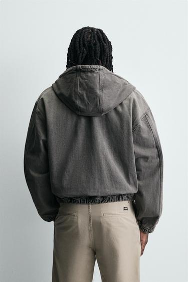 VESTE DÉLAVÉE À CAPUCHE - Gris de Zara - Image 2