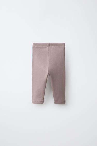 LABEL DETAIL RIBBED LEGGINGS — Dusty pink 2