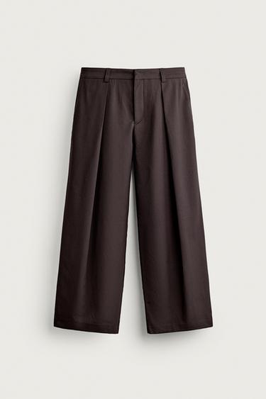PANTALÓN RELAXED FIT PLIEGUES - Burgundy de Zara