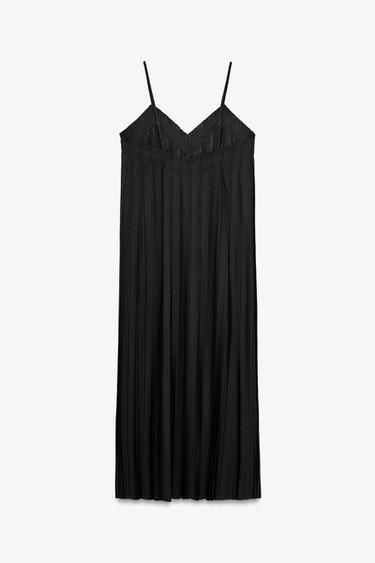 ПЛИССИРОВАННОЕ ПЛАТЬЕ МИДИ — ZW COLLECTION — ЧЕРНЫЙ от Zara