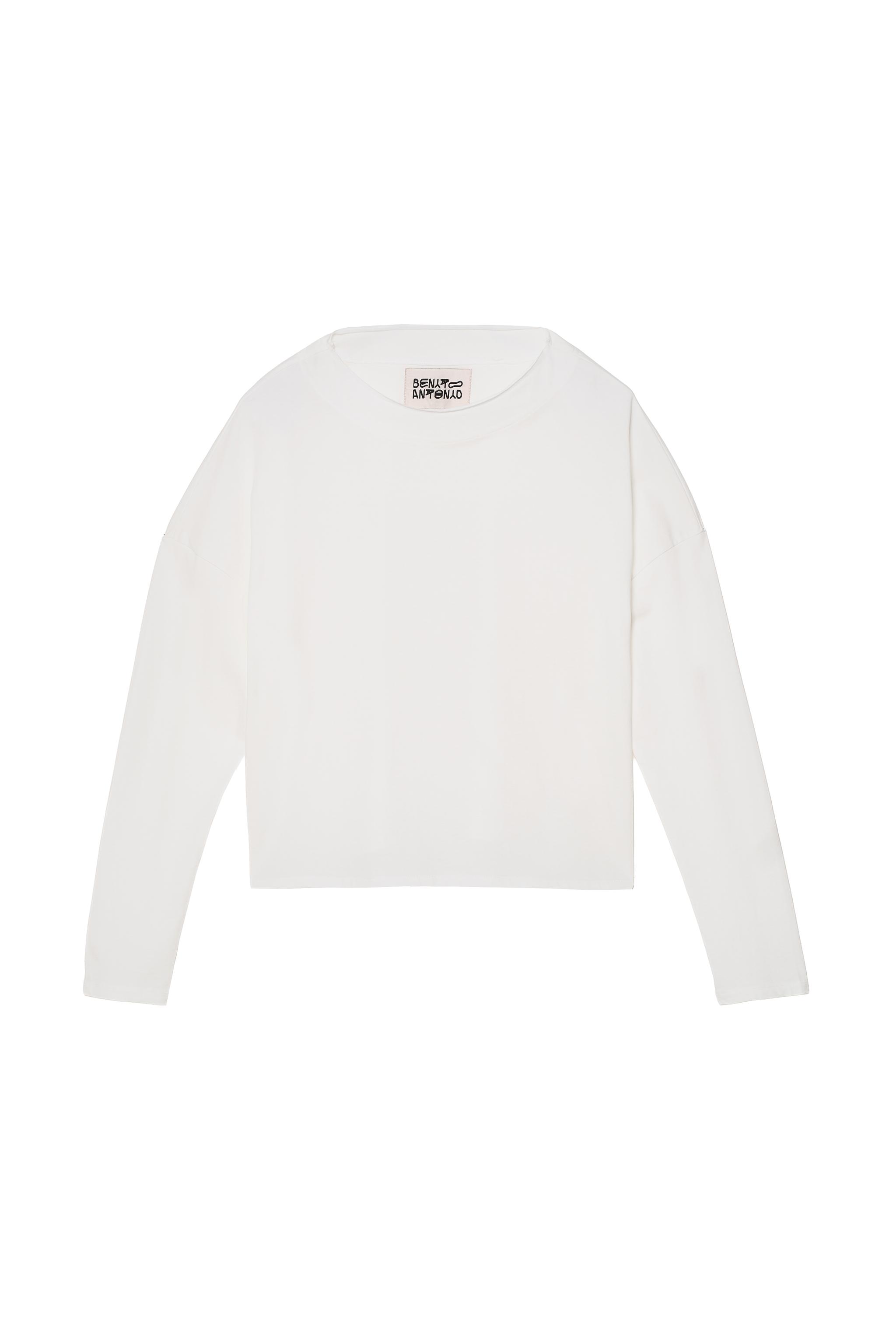 LONG SLEEVE CROPPED T-SHIRT — Oyster-white