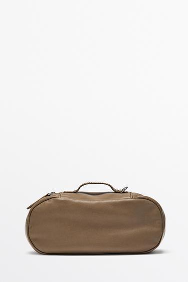 Zara Nappa leather oval toiletry bag - Black gold - Image 0