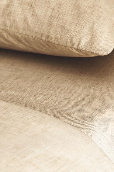 TEXTURED PRINT SATEEN FLAT SHEET - Beige by Zara - Image 4