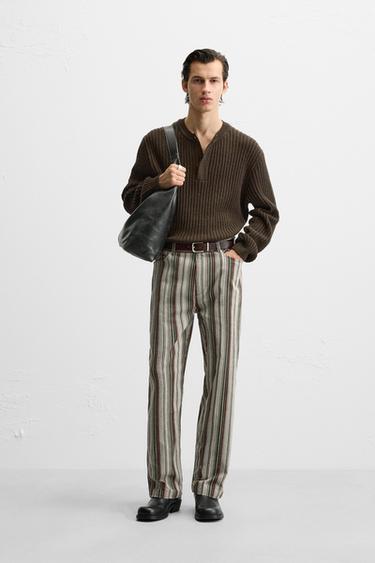 Zara STRIPED CORDUROY PANTS - Multicolored - Image 0