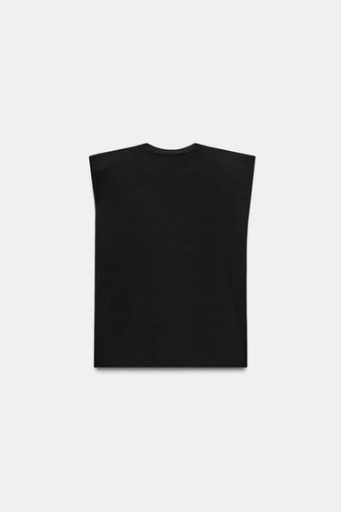 FLUID SLEEVELESS T-SHIRT WITH SHOULDER PADS - Black by Zara - Image 5