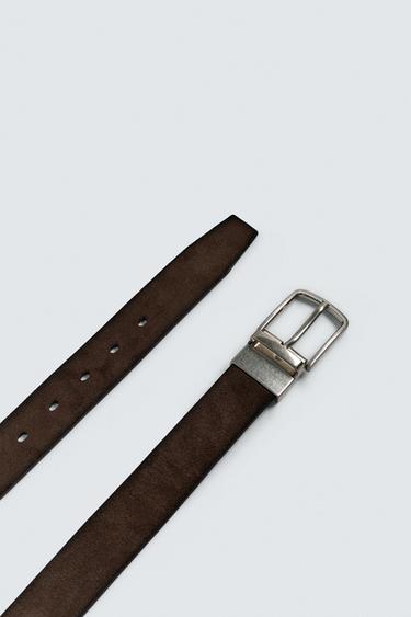 REVERSIBLE SPLIT SUEDE LEATHER BELT - Brown by Zara - Image 1