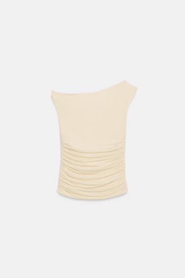ASYMMETRIC DRAPED TOP - Yellow by Zara - Image 4