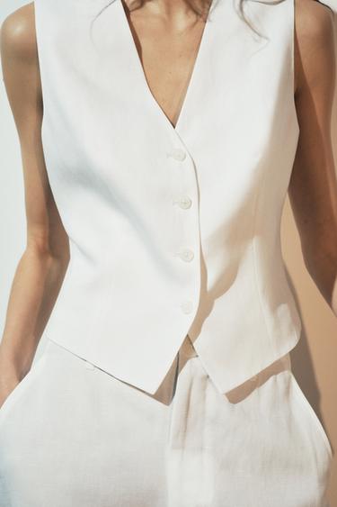 Zara FITTED VEST ZW COLLECTION - Ecru