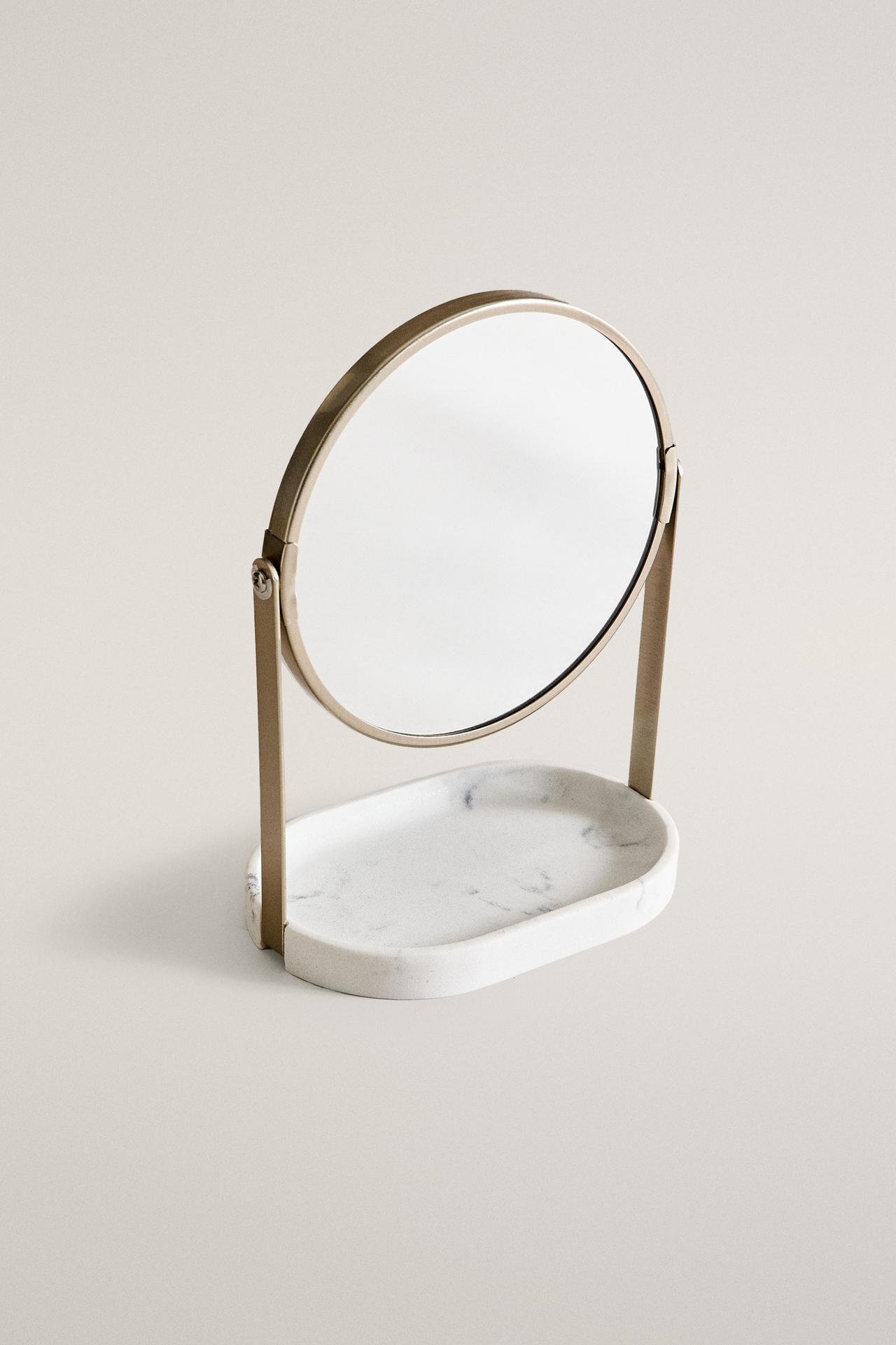 MARBLE EFFECT RESIN VANITY MIRRORED — Gray