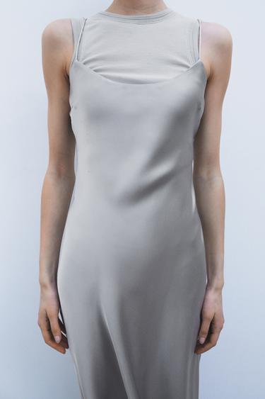 ROBE SATINÉE BIMATIÈRE LAINE - Grisâtre de Zara - Image 3