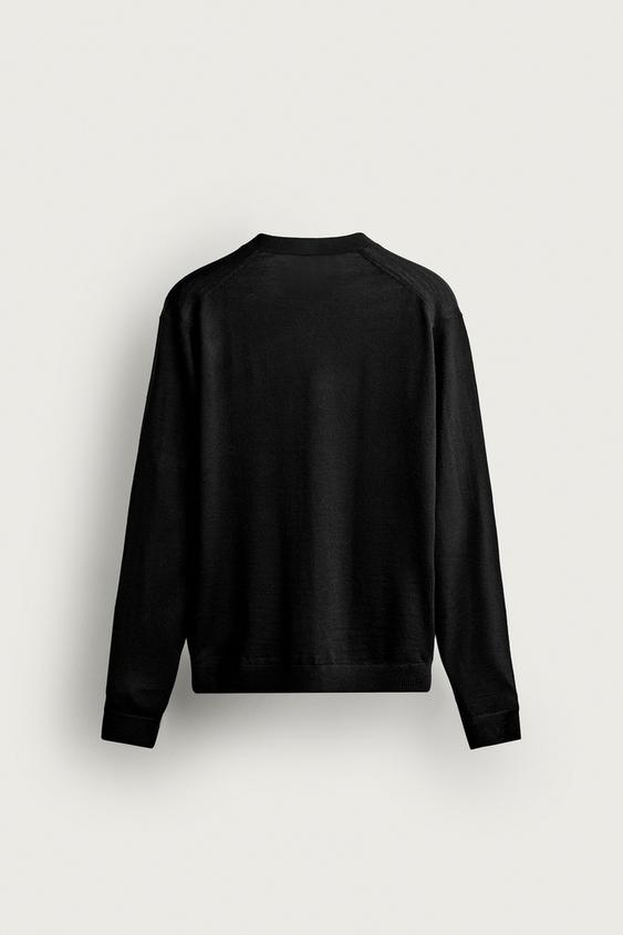 CARDIGAN REGULAR FIT 100 % LAINE - Noir de Zara - Image 7
