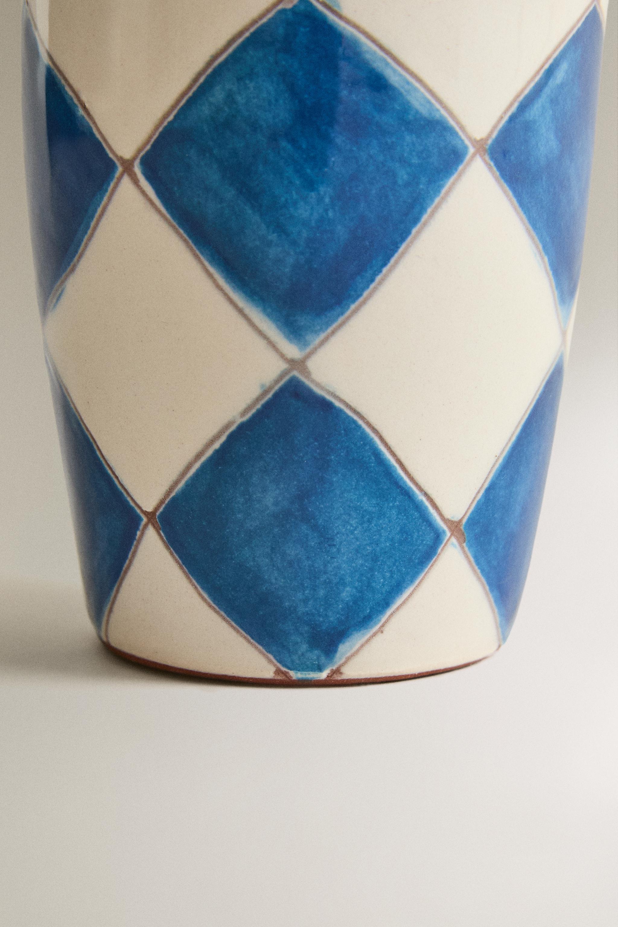 BLUE DIAMOND CERAMIC TOOTHBRUSH TUMBLER