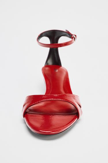 LEATHER STRAP SANDALS - Red by Zara - Image 5