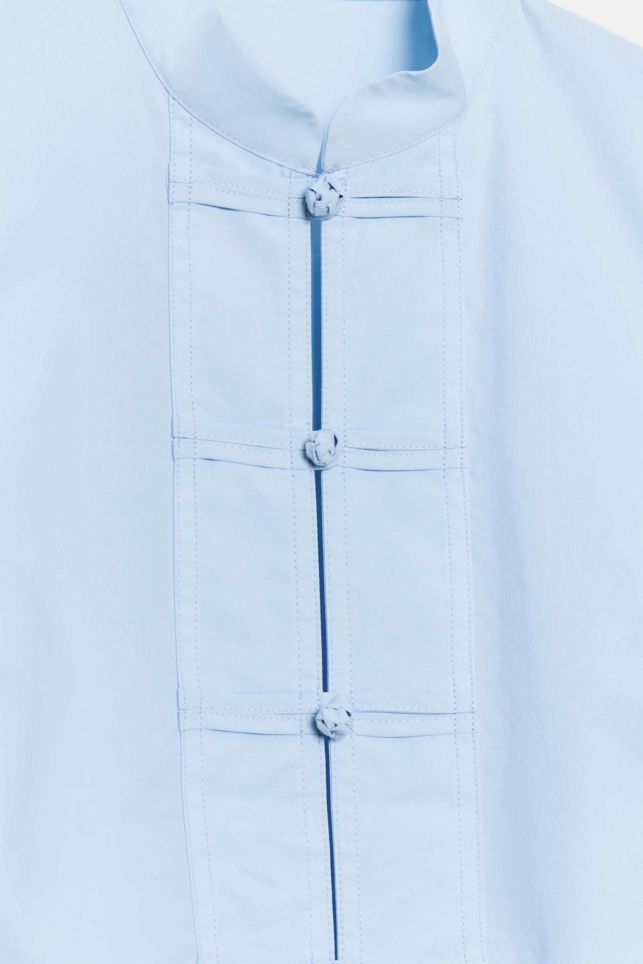 Zara Süslü Düğmeli Poplin Gömlek görsel 6