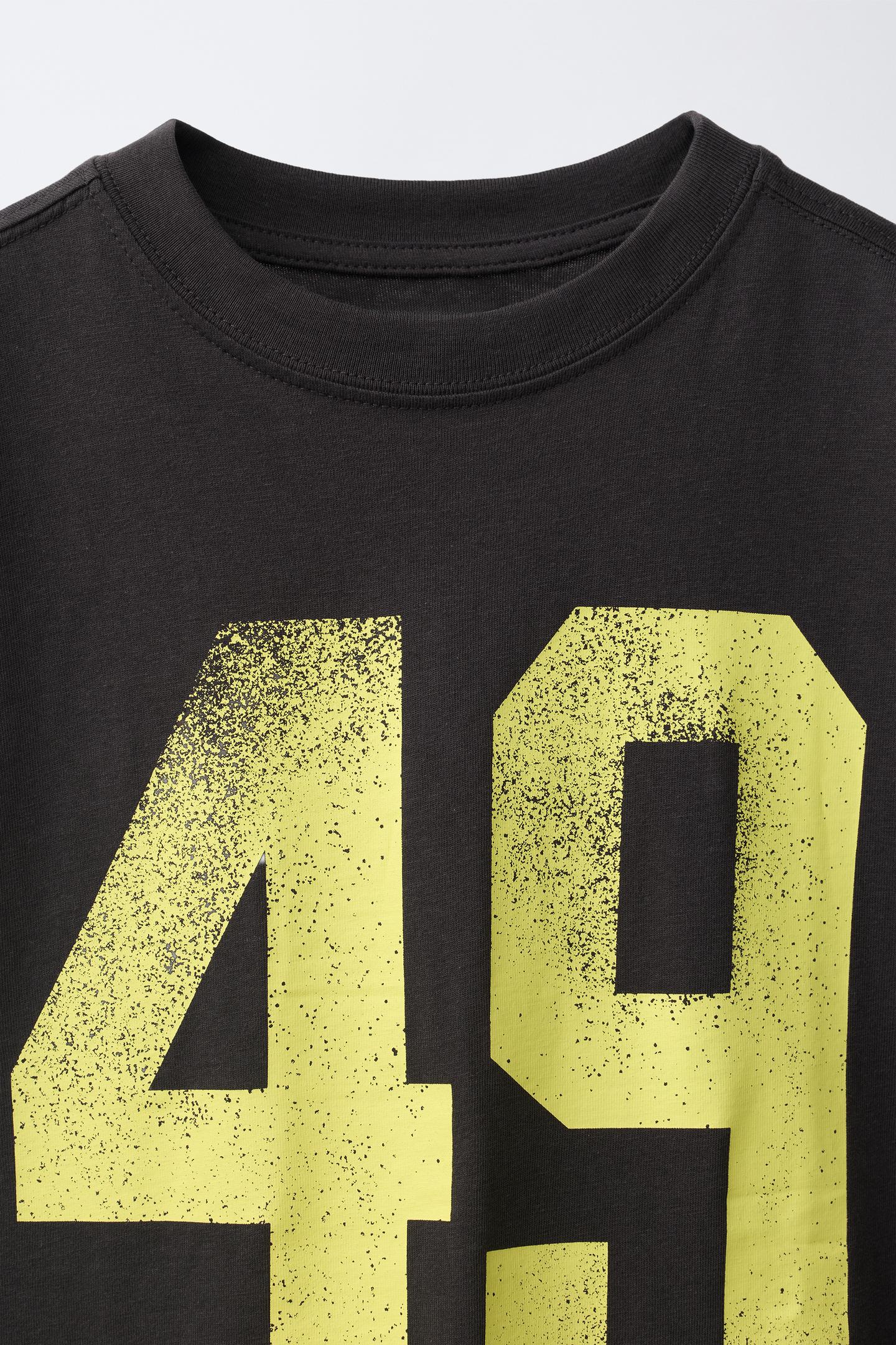 Детская футболка Zara Text Print, цвет: Тёмный антрацитовый — фото 3