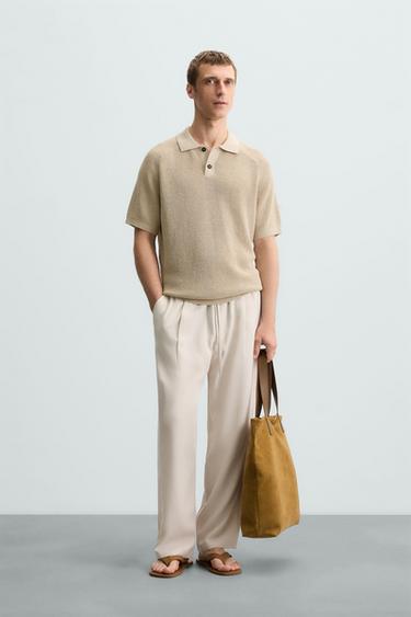 POLO DE MALHA COM TEXTURA - Bege da Zara - Imagem 0