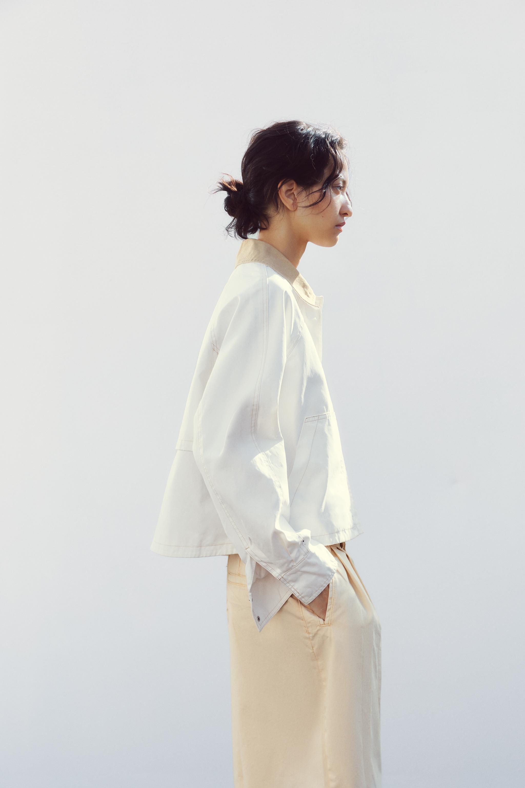コントラストカラー ワックス ジャケット - オフホワイト | ZARA